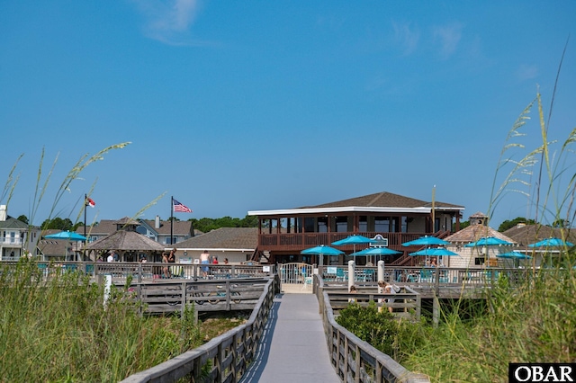 view of dock with a gazebo