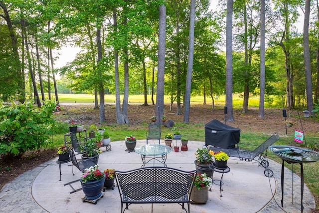 view of patio / terrace with outdoor dining area and a grill