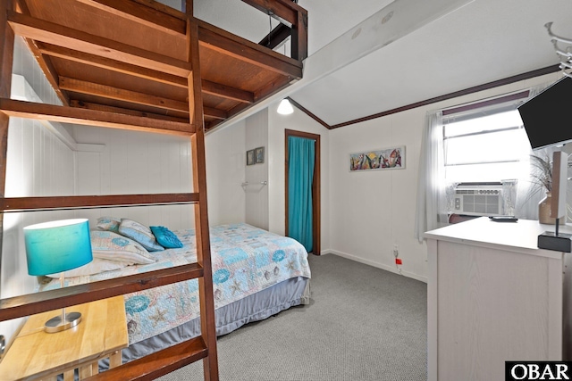 1400 N Virginia Dare Trl, Kill Devil Hills, NC 27948 - carpeted bedroom with lofted ceiling, baseboards, and cooling unit