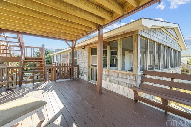 wooden terrace with stairs