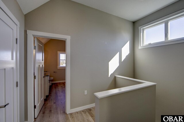 27248 Sand St Lot # 6, Salvo, NC 27972 - corridor featuring light wood-style flooring and lofted ceiling