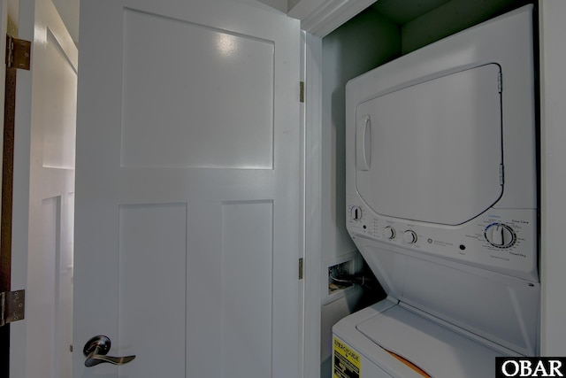 27248 Sand St Lot # 6, Salvo, NC 27972 - laundry area with estacked washer and dryer