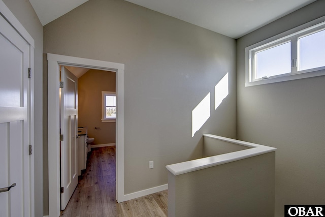 27248 Sand St Lot # 6, Salvo, NC 27972 - corridor featuring light wood-style flooring and lofted ceiling