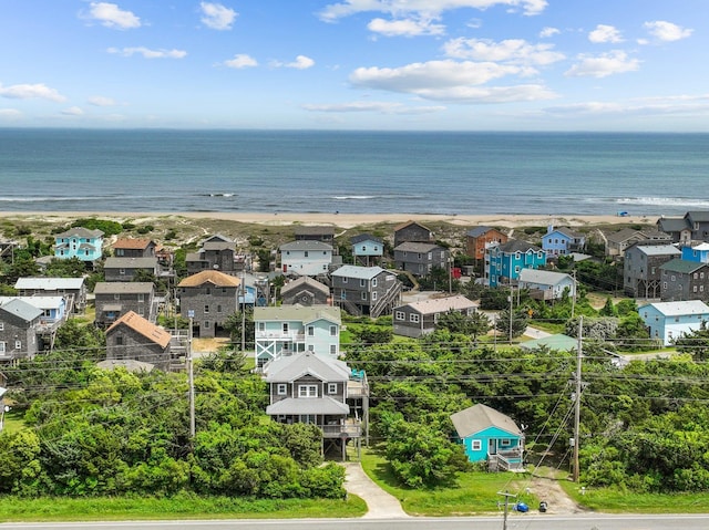 aerial view featuring a beach view and a water view