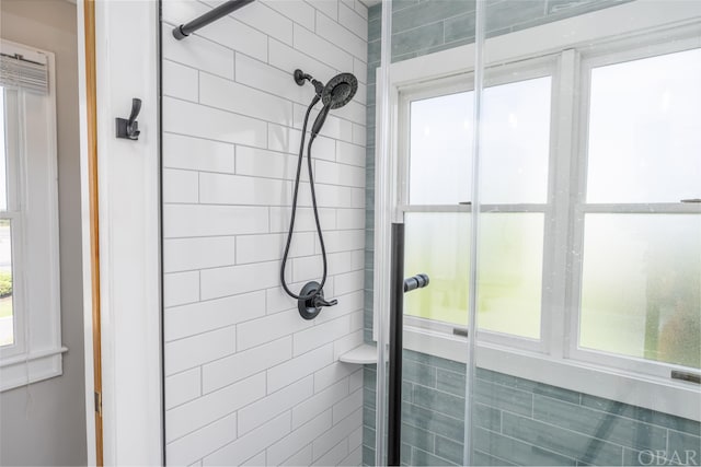 full bathroom featuring a stall shower