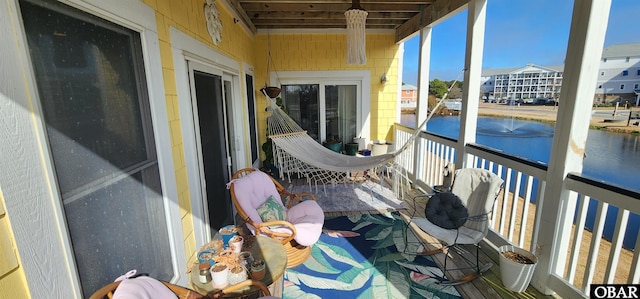 balcony with a water view