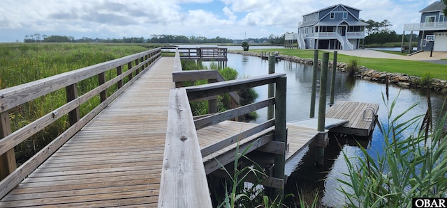 view of dock featuring a water view