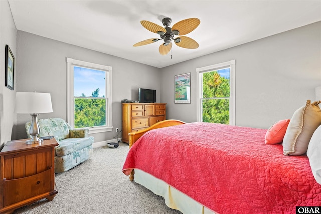 5006 S Links Dr Lot 6, Nags Head, NC 27959 - bedroom with carpet, baseboards, a ceiling fan, and multiple windows