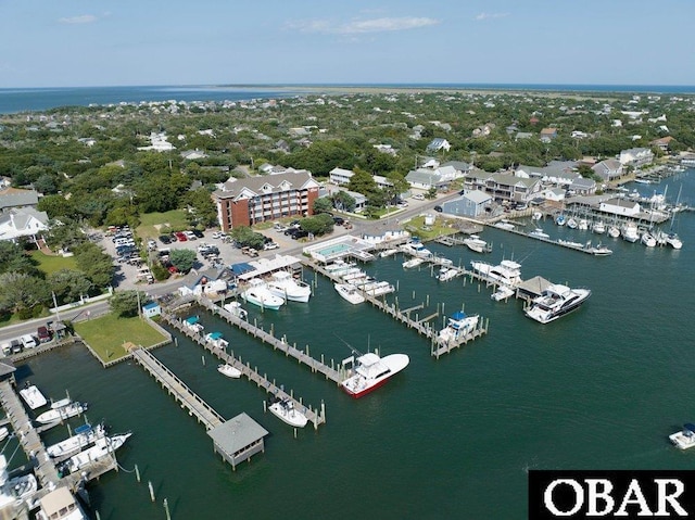 180 Irvin Garrish Hwy Unit 602, Ocracoke, NC 27960 - aerial view of property's location with a large body of water and numerous boat docks
