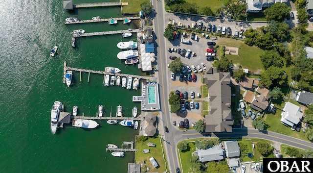 180 Irvin Garrish Hwy Unit 602, Ocracoke, NC 27960 - aerial view of property and surrounding area featuring a large body of water and a marina