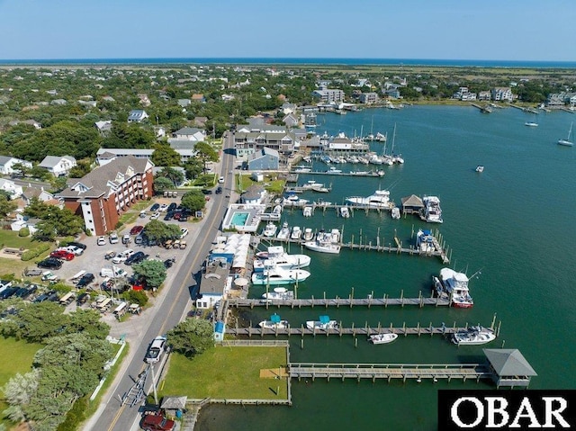 180 Irvin Garrish Hwy Unit 602, Ocracoke, NC 27960 - aerial view of property's location with a large body of water and a marina