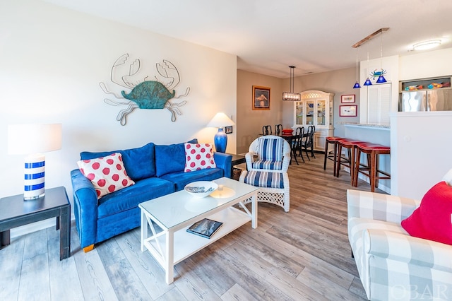 living area featuring light wood-type flooring