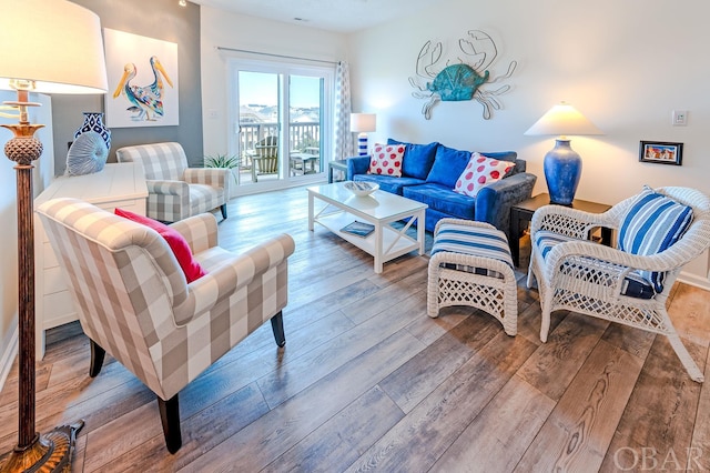 living area featuring wood finished floors