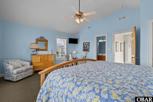 24205 Caribbean Ct Lot 8, Rodanthe, NC 27968 - bedroom with vaulted ceiling, carpet, and a ceiling fan