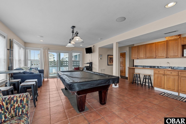 24205 Caribbean Ct Lot 8, Rodanthe, NC 27968 - game room featuring light tile patterned floors, recessed lighting, and billiards