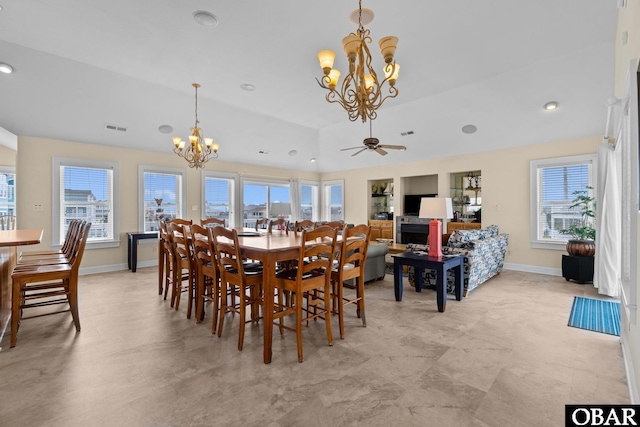 24205 Caribbean Ct Lot 8, Rodanthe, NC 27968 - dining space with a chandelier, plenty of natural light, baseboards, and recessed lighting
