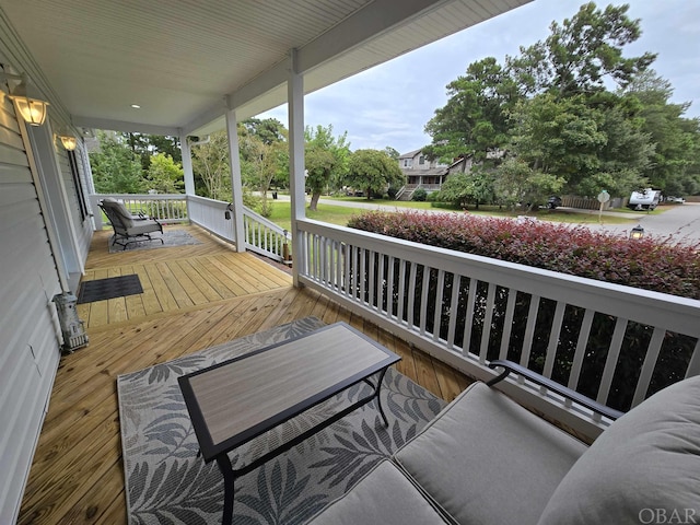 wooden deck with covered porch