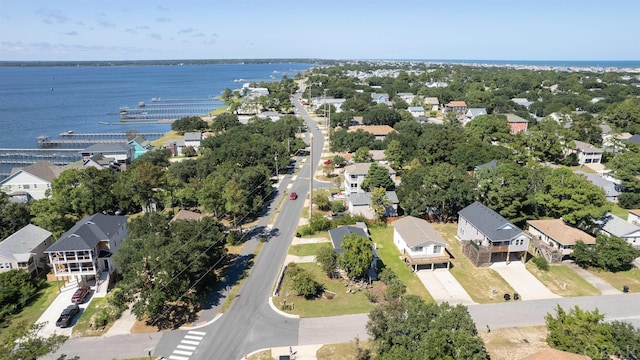 aerial view featuring a residential view and a water view