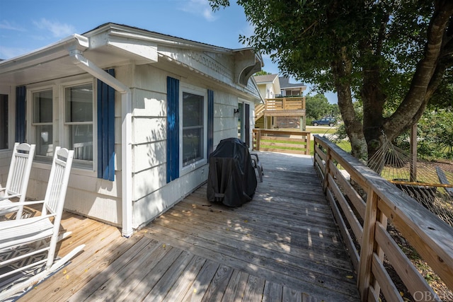 deck with a grill