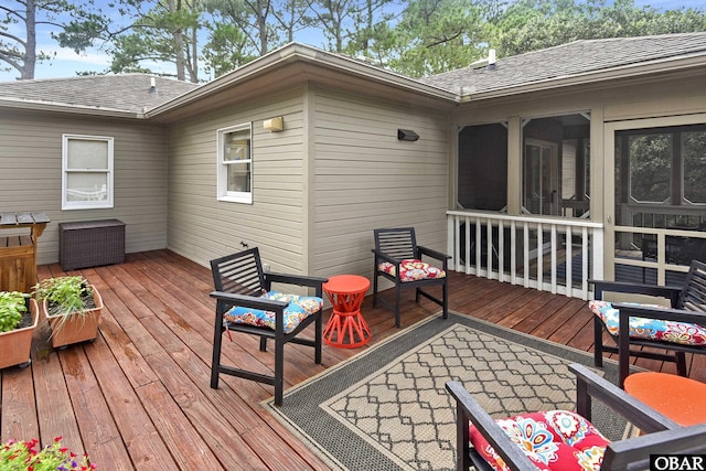 1127 Brumsey Ct Lot 324, Corolla, NC 27927 - wooden terrace with a sunroom