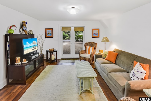 1127 Brumsey Ct Lot 324, Corolla, NC 27927 - living room featuring french doors and dark wood-style floors