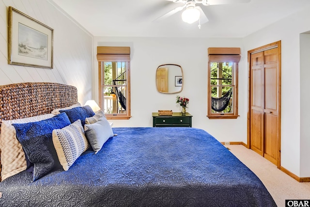 1127 Brumsey Ct Lot 324, Corolla, NC 27927 - bedroom featuring multiple windows, carpet, and ceiling fan