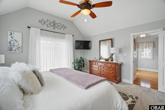 109 Cooper Landing Dr Lot 7, Aydlett, NC 27916 - bedroom with lofted ceiling, light colored carpet, ceiling fan, and baseboards