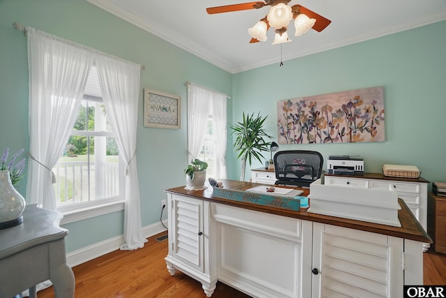 109 Cooper Landing Dr Lot 7, Aydlett, NC 27916 - office with ceiling fan, crown molding, light wood-type flooring, and baseboards