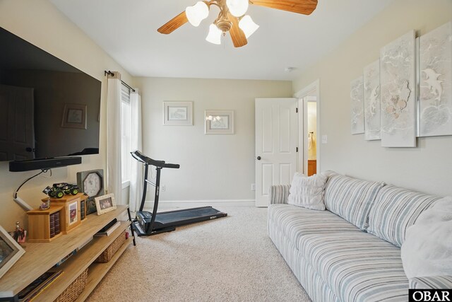 109 Cooper Landing Dr Lot 7, Aydlett, NC 27916 - living room featuring carpet floors, a ceiling fan, and baseboards