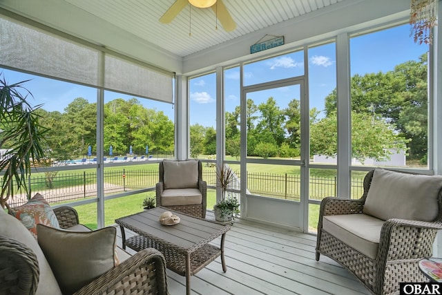 109 Cooper Landing Dr Lot 7, Aydlett, NC 27916 - sunroom / solarium featuring ceiling fan