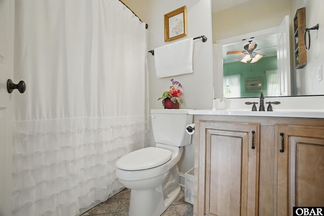 109 Cooper Landing Dr Lot 7, Aydlett, NC 27916 - bathroom with ceiling fan, toilet, vanity, and a shower with shower curtain