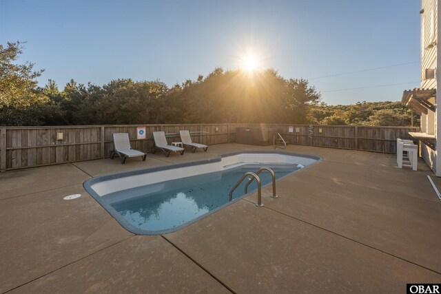 view of pool with a patio area, a fenced backyard, and a fenced in pool