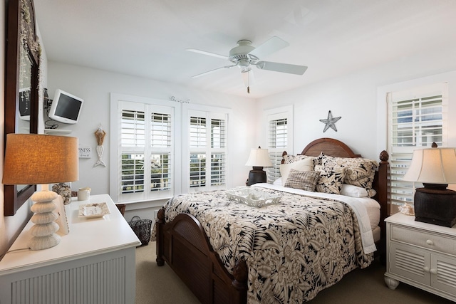 bedroom featuring ceiling fan