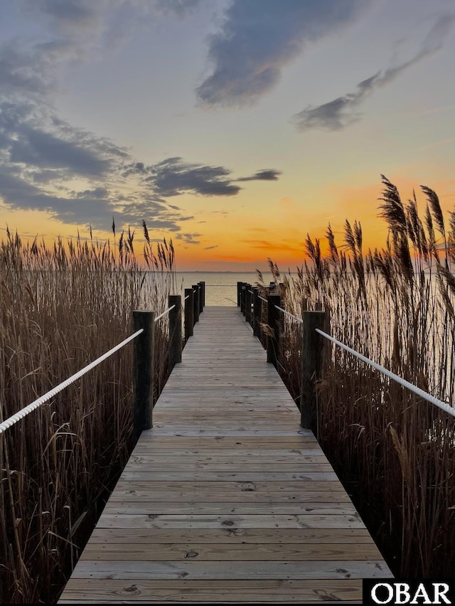 view of dock featuring a water view