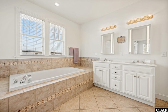 403 Sailfish Dr Unit 403, Manteo, NC 27954 - full bath featuring double vanity, a garden tub, and tile patterned flooring