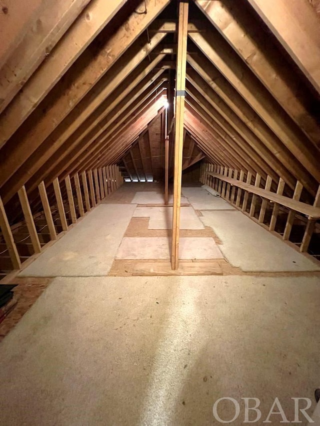 view of unfinished attic