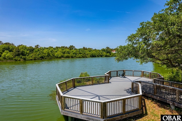 view of dock featuring a water view