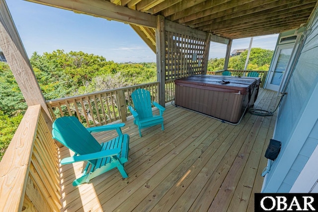 57390 Lighthouse Rd Lot 30, Hatteras, NC 27943 - wooden deck featuring a hot tub