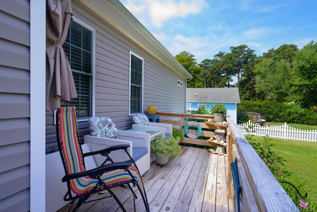 deck featuring fence