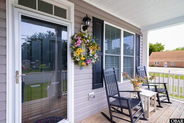 wooden deck with covered porch