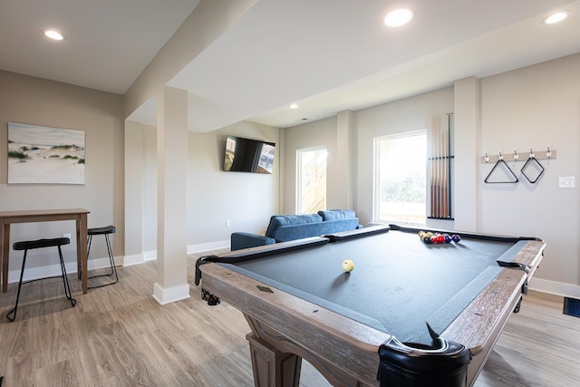 508 Albatross Ln Lot 116, Corolla, NC 27927 - game room with light wood finished floors, baseboards, pool table, and recessed lighting