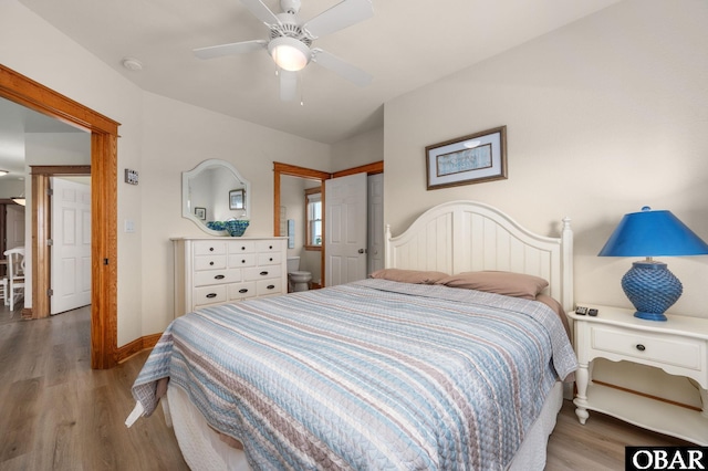 107 W Gray Eagle St Unit 213, Nags Head, NC 27959 - bedroom featuring wood finished floors, baseboards, and a ceiling fan