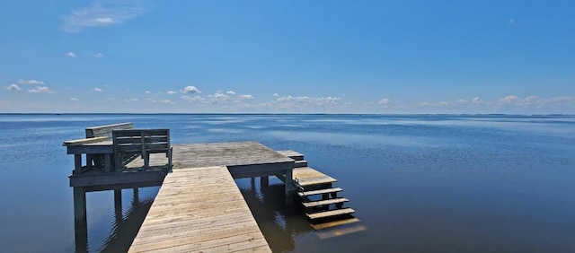 view of dock featuring a water view