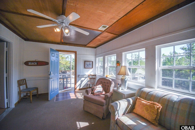 sunroom / solarium featuring visible vents and a wealth of natural light