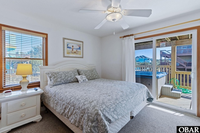 770 Bayberry Ct Lot 81, Corolla, NC 27927 - bedroom featuring dark colored carpet, access to exterior, and a ceiling fan