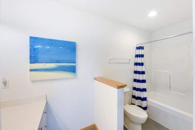 26205 Bluebeard Rd Lot 81, Salvo, NC 27972 - full bath featuring toilet, recessed lighting, shower / bath combination with curtain, and vanity