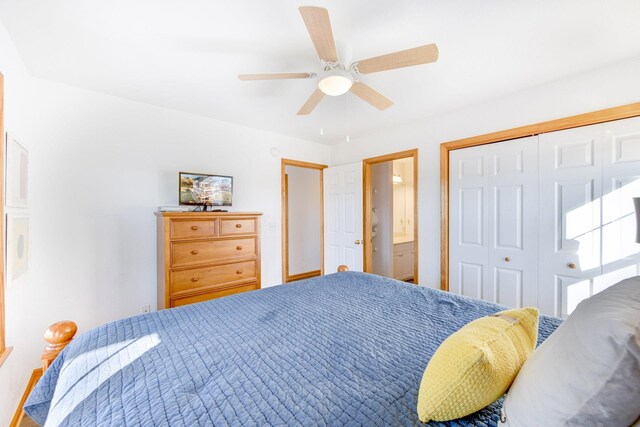 26205 Bluebeard Rd Lot 81, Salvo, NC 27972 - bedroom with a closet and a ceiling fan
