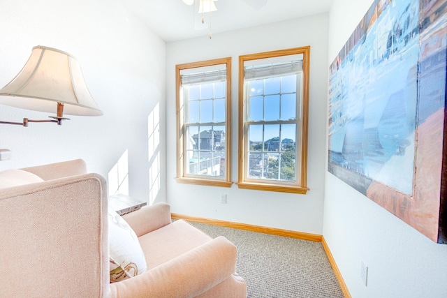 26205 Bluebeard Rd Lot 81, Salvo, NC 27972 - living area with carpet, ceiling fan, and baseboards