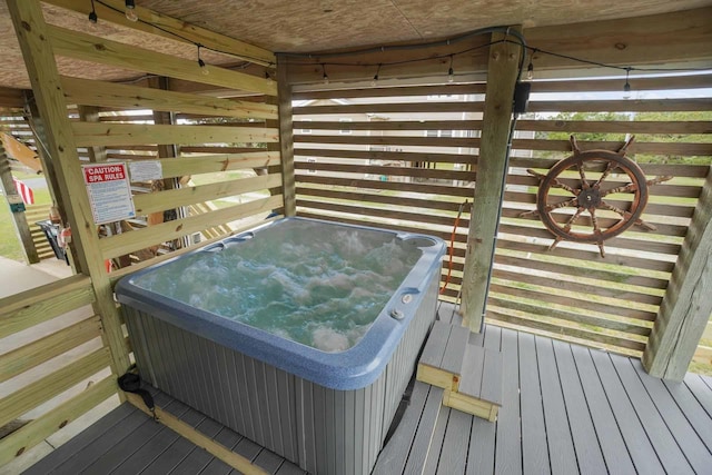 26205 Bluebeard Rd Lot 81, Salvo, NC 27972 - wooden deck featuring an outdoor hot tub