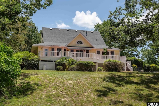 4 Birch Ln Lot 15, Southern Shores, NC 27949 - back of property featuring stairway, a deck, and a lawn